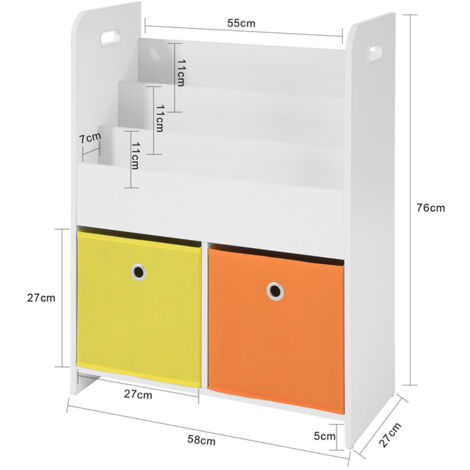 SoBuy Children's Storage Bookcase Book Shelf Storage Display Rack Organizer,KMB27-W