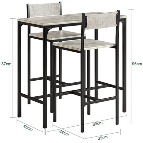 SoBuy OGT03-HG,Bar Set-1 Bar Table and 2 Stools with Backs,Grey Tops