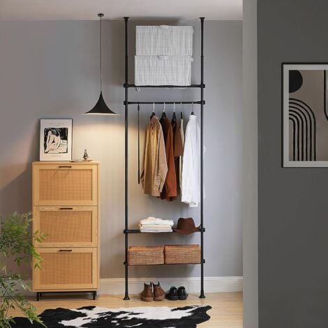 SoBuy Clothes Racks Adjustable Wardrobe Organiser Clothes Shelf System Hanging,Black,KLS07-SCH