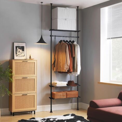 SoBuy Clothes Racks Adjustable Wardrobe Organiser Clothes Shelf System Hanging,Black,KLS07-SCH