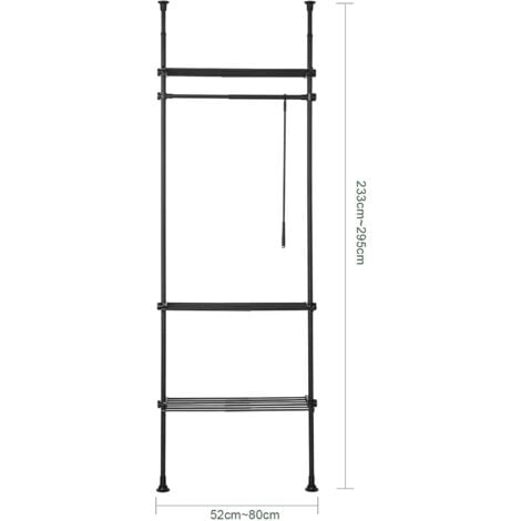 SoBuy Clothes Racks Adjustable Wardrobe Organiser Clothes Shelf System Hanging,Black,KLS07-SCH