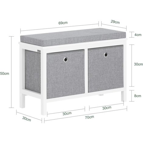 SoBuy 2 Baskets Hallway Bedroom Storage Bench, Shoe Bench Shoe Rack Shoe Cabinet with Seat Cushion,FSR81-HG