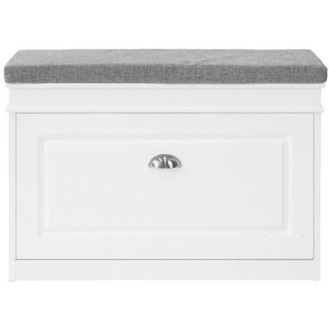 SoBuy Hallway Shoe Storage Cabinet with Flip-Drawer & Padded Sest ,FSR82-L-W