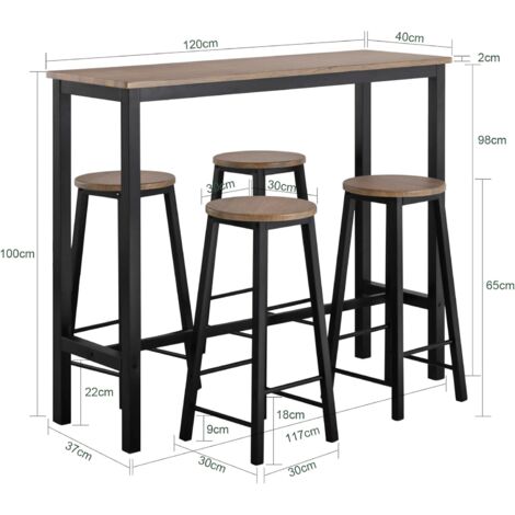 SoBuy Bar Set- Bar Table and 4 Stools,Breakfast Bar Set Furniture Dining Set,OGT22-SCH