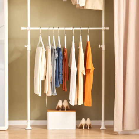 SoBuy FRG109-W, White Telescopic Wardrobe Organiser, Hanging Rail