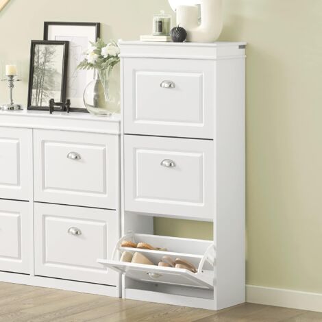 SoBuy 3 Drawers Shoe Cabinet Shoe Rack Shoe Storage Cupboard Organizer,FSR94-W