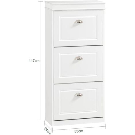 SoBuy 3 Drawers Shoe Cabinet Shoe Rack Shoe Storage Cupboard Organizer,FSR94-W