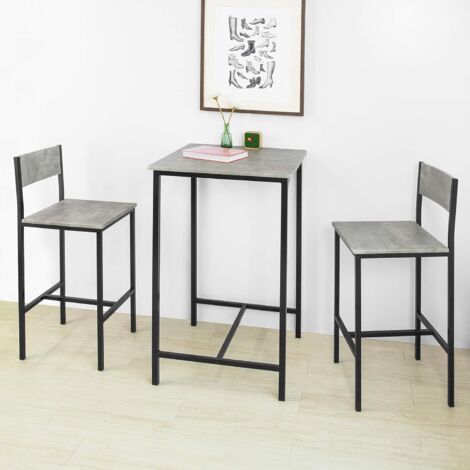 SoBuy OGT27-HG,3 Pieces Home Kitchen Breakfast Bar Set,Grey Tops