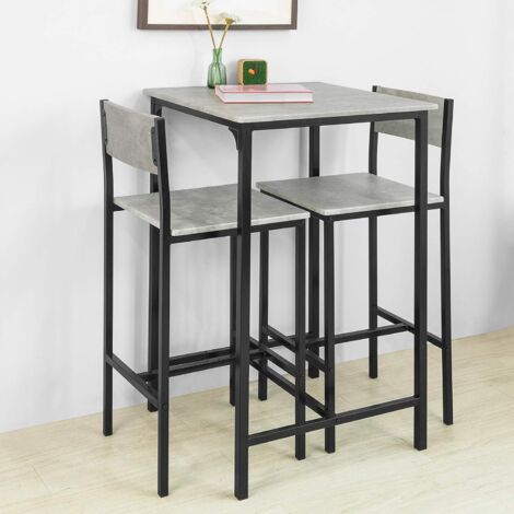 SoBuy OGT27-HG,3 Pieces Home Kitchen Breakfast Bar Set,Grey Tops