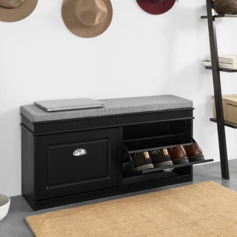 SoBuy Hallway Shoe Bench Shoe Rack with 2 Flip-drawer,FSR64-SCH