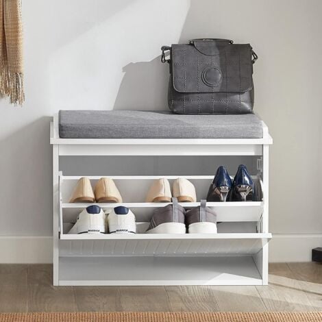 SoBuy Hallway Shoe Bench with Seat Cushion and Flip-drawer,FSR98-W