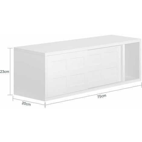 SoBuy Wall Cabinet Cupboard Wall Shelf with Sliding Doors,FHK18-W