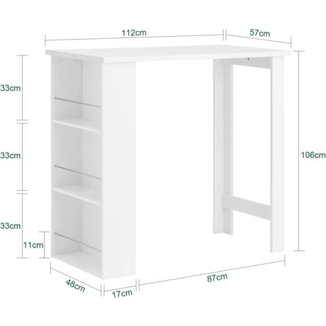 SoBuy FWT17-W,Kitchen Dining Table with 3-Tier Rack