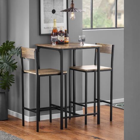 SoBuy OGT27-N,3 Pieces Home Kitchen Breakfast Bar Set,Tops with wooden effect