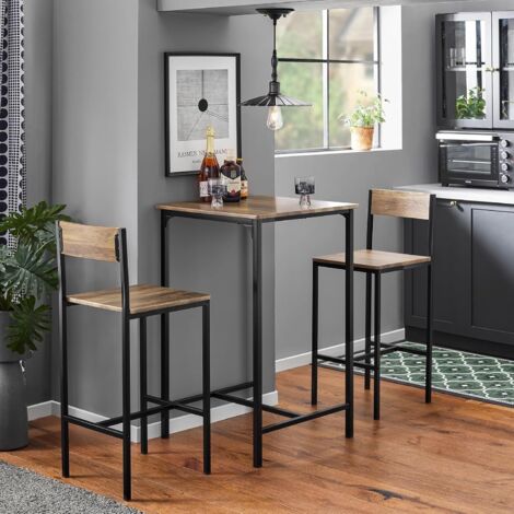 SoBuy OGT27-N,3 Pieces Home Kitchen Breakfast Bar Set,Tops with wooden effect