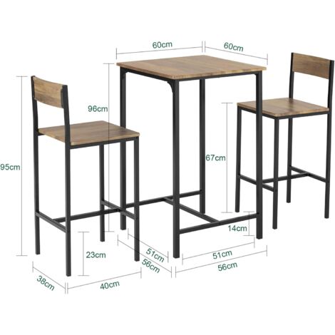 SoBuy OGT27-N,3 Pieces Home Kitchen Breakfast Bar Set,Tops with wooden effect