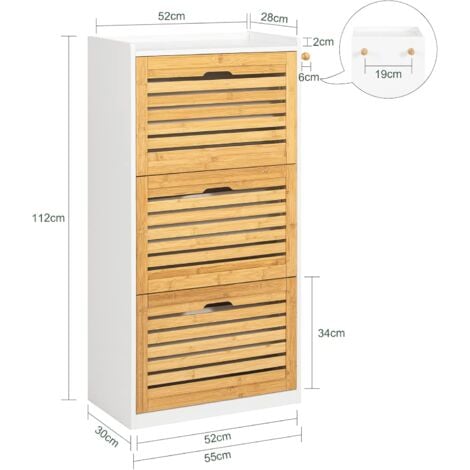 SoBuy 3 Drawers Shoe Cabinet Shoe Rack Shoe Storage Cupboard Organizer Unit,FSR108-WN