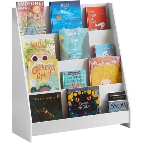 SoBuy Children Kids Bookcase Book Shelf Storage Shelf Rack Organizer Holder,KMB32-W