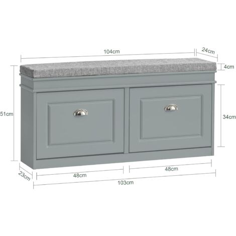 SoBuy Hallway Shoe Bench Shoe Rack Shoe Cabinet with Flip-drawer and Seat Cushion,FSR64-HG