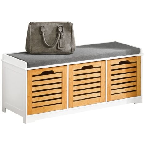 SoBuy Hallway Shoe Storage Bench With Drawers & Cushion,FSR23-WN