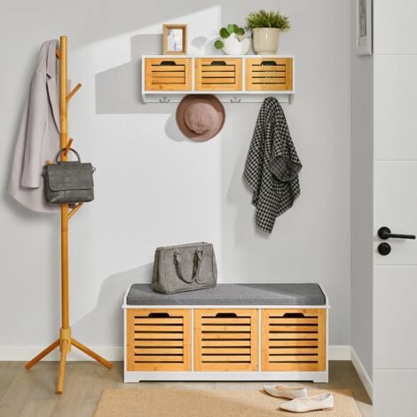 SoBuy Hallway Shoe Storage Bench With Drawers & Cushion,FSR23-WN