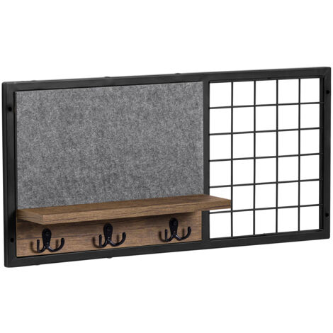 SoBuy Wall Coat Rack with Felt Board and Metal Grid,FHK20-N