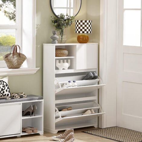 SoBuy Hallway Shoe Cabinet Shoe Rack Shoe Storage Cupboard Organizer Unit,FSR111-W