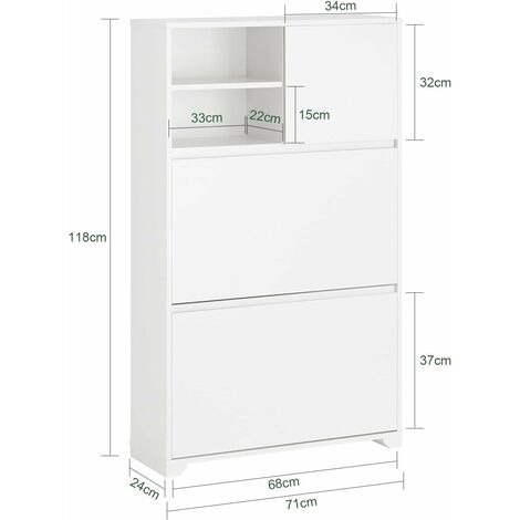 SoBuy Hallway Shoe Cabinet Shoe Rack Shoe Storage Cupboard Organizer Unit,FSR111-W