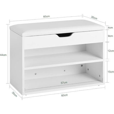 SoBuy White 2 Tiers Shoe Storage Bench with Padded Seat,FSR25-W