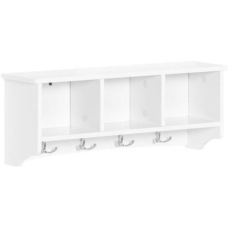SoBuy Wall Display Storage Cubes Rack with Hanging Hooks,White, FRG48-W