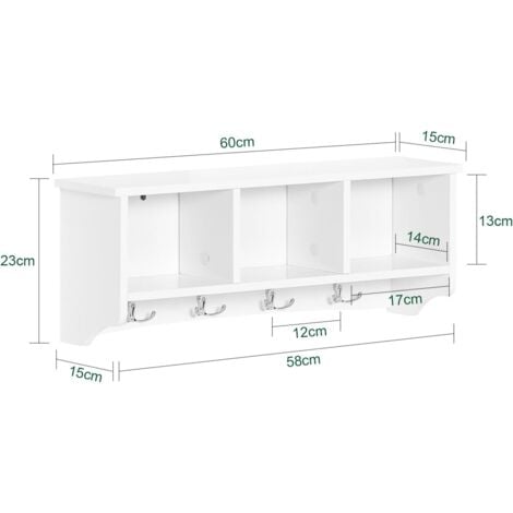 Coat Rack Entryway Organiser Shelf (Oak) 80cm + 6 pegs