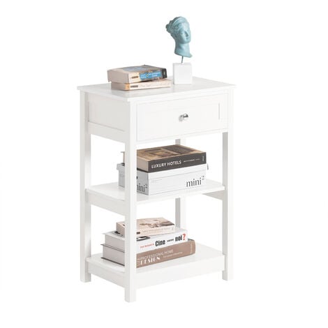 SoBuy Bedside Table Beside End Table with Drawer,FBT46-W