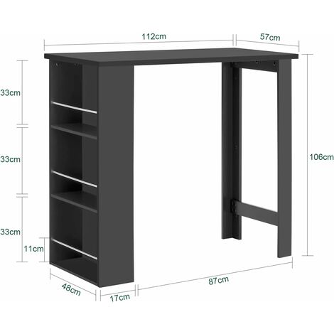 SoBuy FWT17-SCH,Kitchen Dining Bar Table with 3-Tier Rack,Black