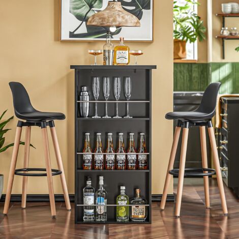 SoBuy FWT17-SCH,Kitchen Dining Bar Table with 3-Tier Rack,Black