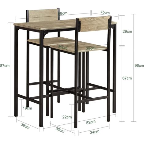 SoBuy OGT03-N,Bar Set-1 Bar Table and 2 Stools with Backs