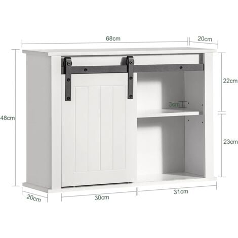 SoBuy Bathroom Wall Cabinet Wall Mounted Storage Cabinet,BZR71-W