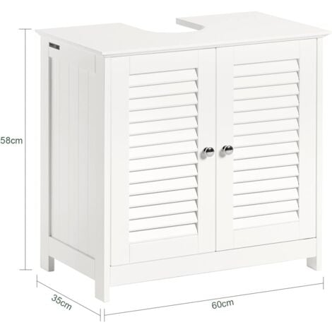 SoBuy White Under Sink Bathroom Storage Cabinet with Shutter Doors,FRG237-W