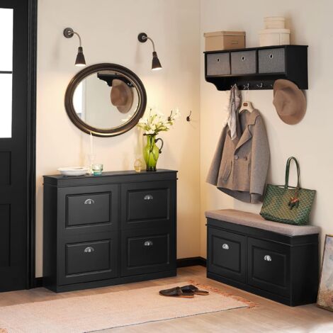 SoBuy 4 Drawers Shoe Cabinet Shoe Storage Cupboard Black,FSR79-SCH