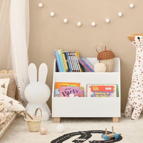 SoBuy Bookcase Shelf Rack Organizer with 3 Storage Compartments,KMB54-W