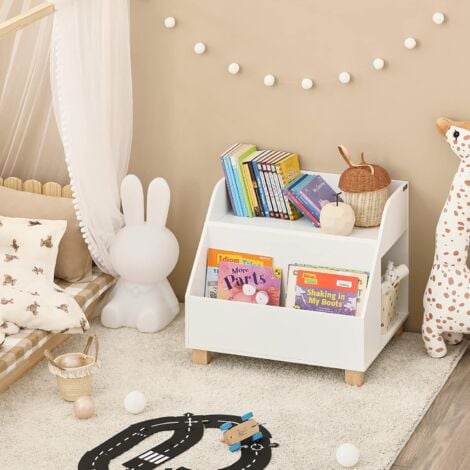 SoBuy Bookcase Shelf Rack Organizer with 3 Storage Compartments,KMB54-W