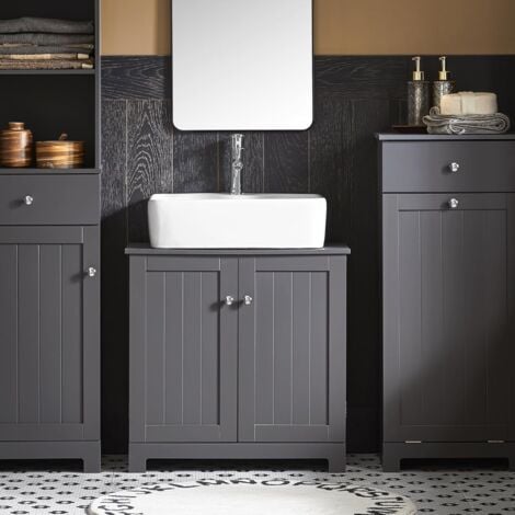SoBuy Under Sink Cabinet Bathroom Storage Cabinet with 2 Doors,BZR18-DG