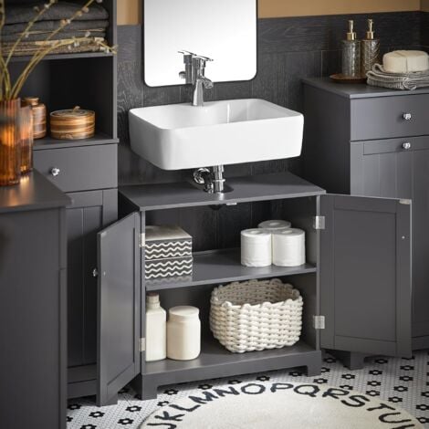SoBuy Under Sink Cabinet Bathroom Storage Cabinet with 2 Doors,BZR18-DG