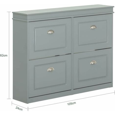 SoBuy 4 Drawers Shoe Cabinet Shoe Storage Cupboard Grey,FSR79-HG