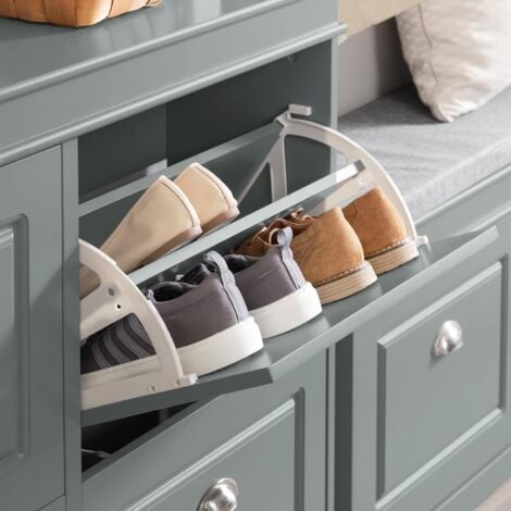 SoBuy 4 Drawers Shoe Cabinet Shoe Storage Cupboard Grey,FSR79-HG