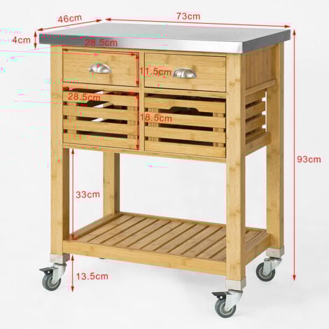 SoBuy Kitchen Serving Trolley Cart Storage Cabinet with Drawers, FKW40-N