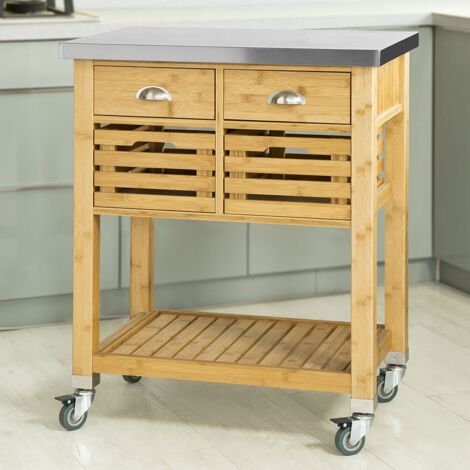 SoBuy Kitchen Serving Trolley Cart Storage Cabinet with Drawers, FKW40-N