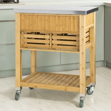 SoBuy Kitchen Serving Trolley Cart Storage Cabinet with Drawers, FKW40-N