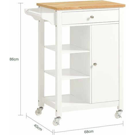 SoBuy® Kitchen Trolley Cart Island,Moving Storage Rack Cabinet,White,FKW46-WN,UK 