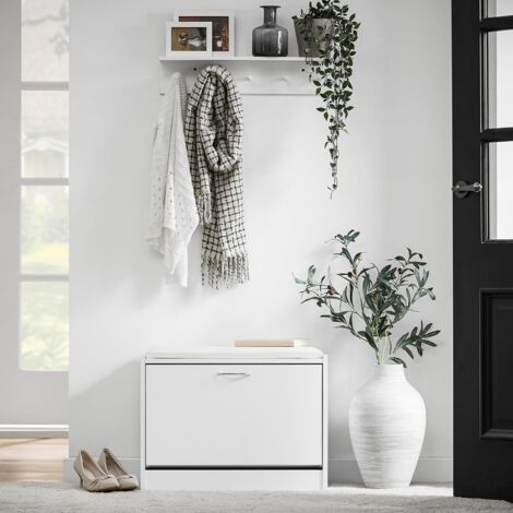 SoBuy Shoe Storage Bench, Shoe Cabinet with Removable Cushioned Seat,FSR16-W
