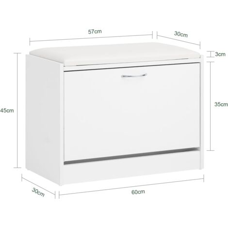 SoBuy Shoe Storage Bench, Shoe Cabinet with Removable Cushioned Seat,FSR16-W